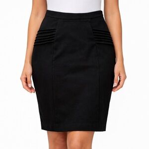 Parasuco Black Pencil Skirt Size Small Pleated Highwaisted Bodycon